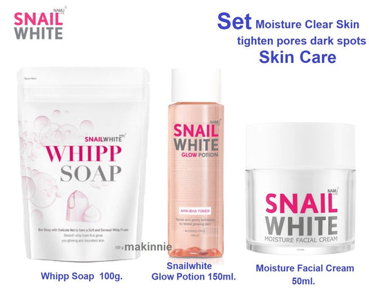 Snailwhite Set Moisture Clear Skin tighten pores dark spots Soap Toner Cream