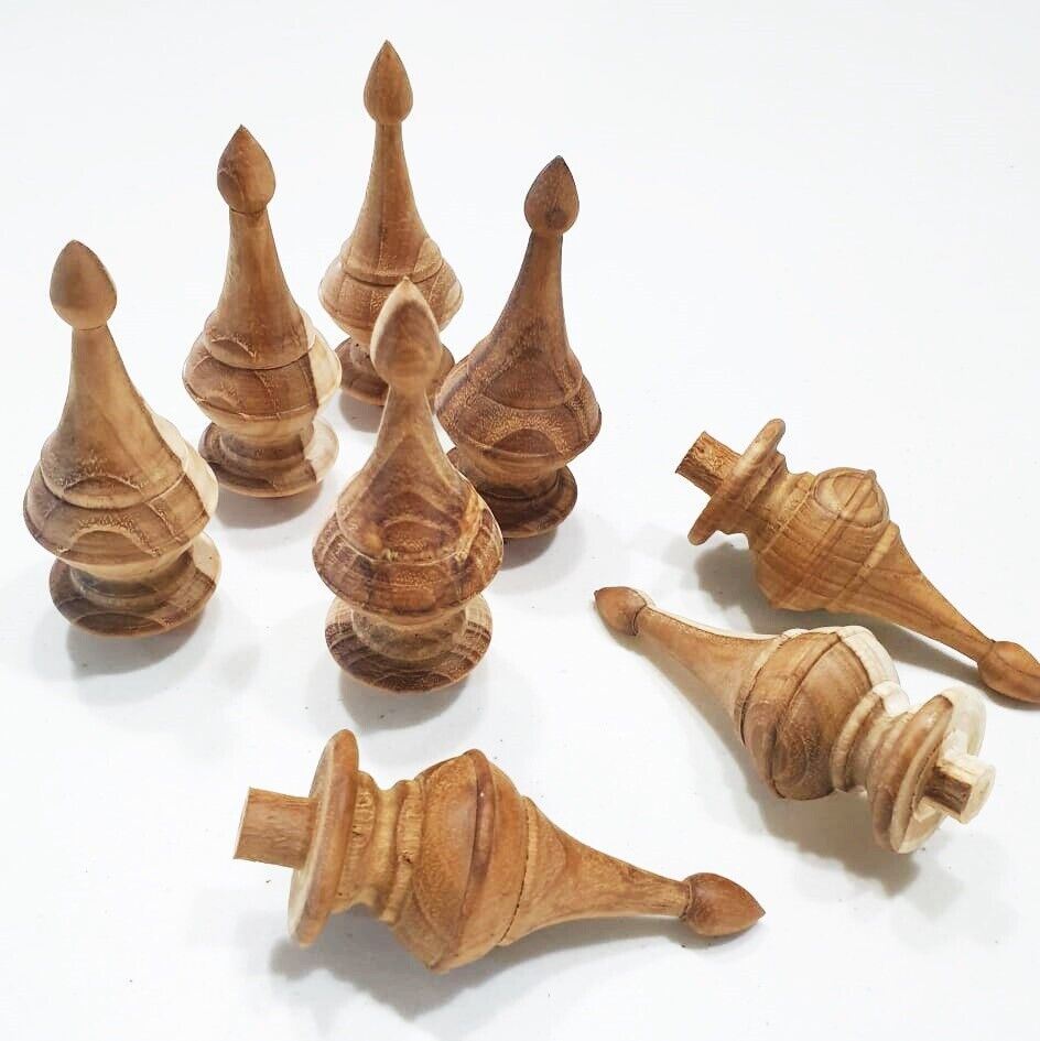 10Pcs Teak Wooden Finial Antique Furniture Unpainted Home Decor DIY Home Decor