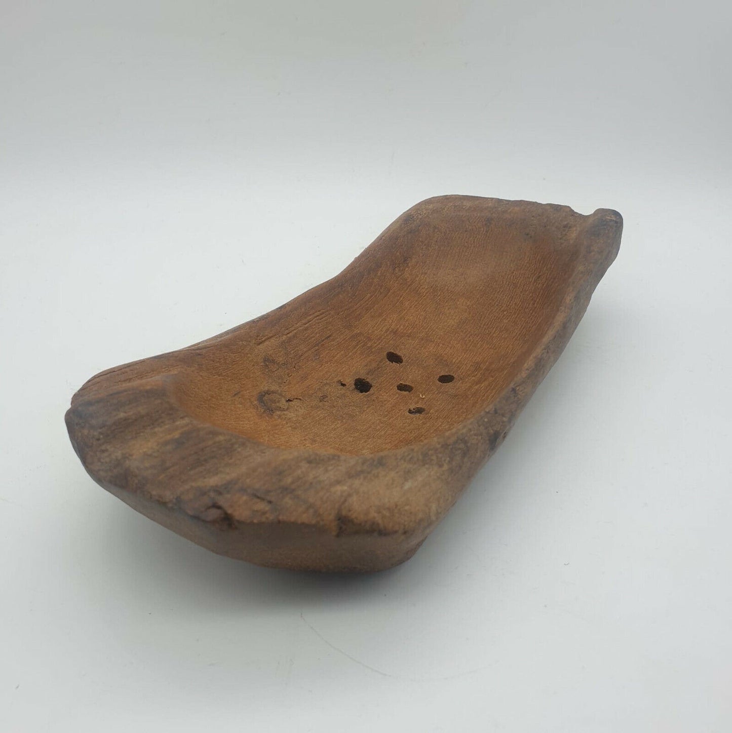 Hand Carved Wood Teak Wooden Bowl Box Natural Fruit Soap Dish Vintage