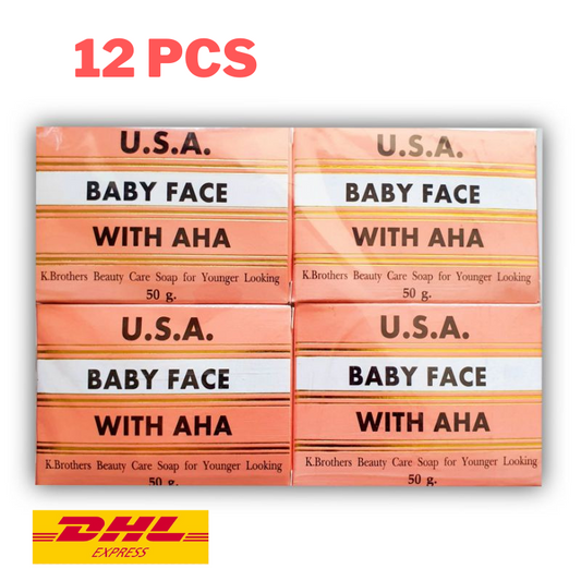 12x K.Brothers Baby Face Whitening Soap with AHA Reduce Dark Spot Acne Body 50g