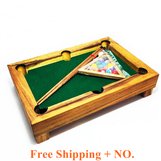 Mini Billiards Table Wood Toy Charming Charlie Corner Tabletop Pool Game Set Toy