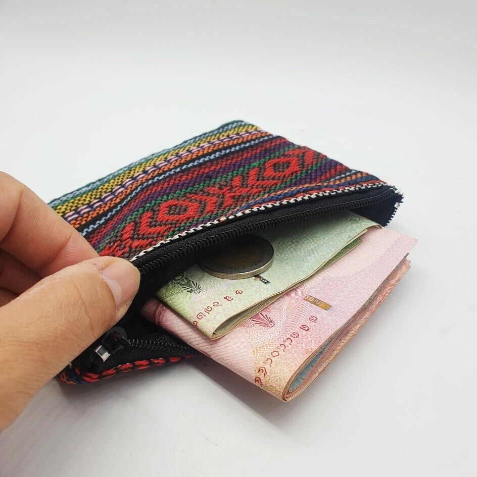 100Pcs Lot Zipper Bag Thai Bag Fabric Purse Wallet Coin Card Women Lady Bulk