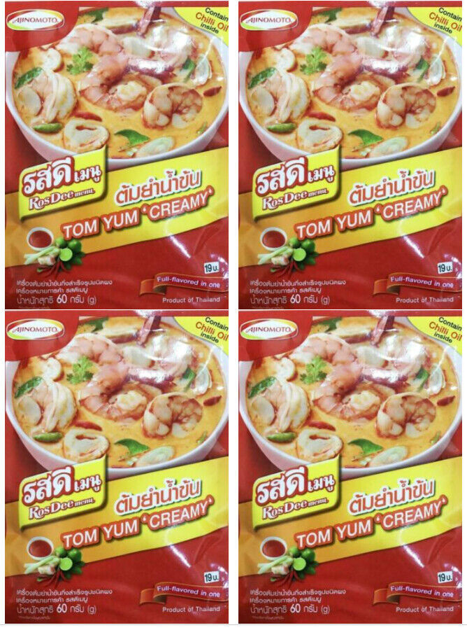 4 x Ajinomoto Ros Dee Menu TOM YUM CREAMY Thai Food Seasoning Easy Cooking 60g.