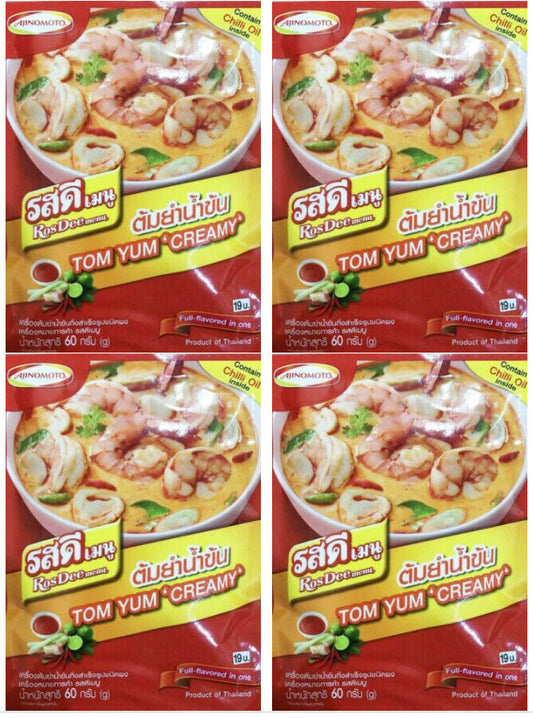 4 x Ajinomoto Ros Dee Menu TOM YUM CREAMY Thai Food Seasoning Easy Cooking 60g.