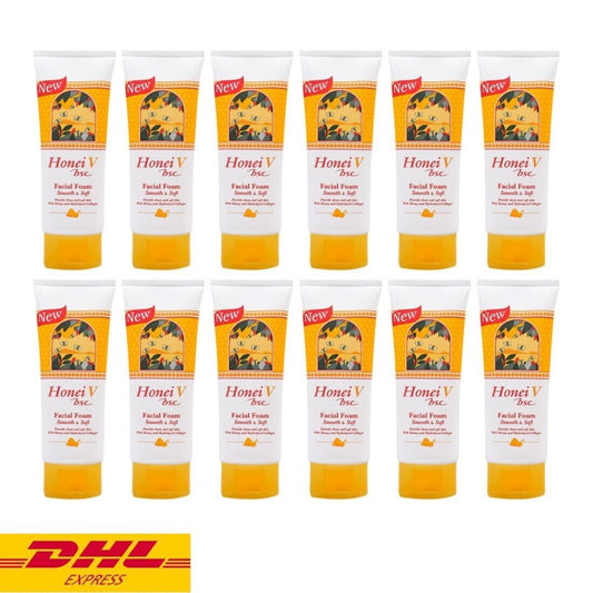 12x Honei V BSC Facial Foam Honey Collagen Smooth Soft Cleanser Moisturize 100 g