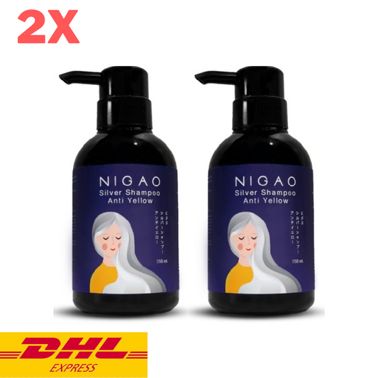 2x NIGAO Silver Shampoo Anti Yellow for Colored Bleached Hair Bright Tone 250ml