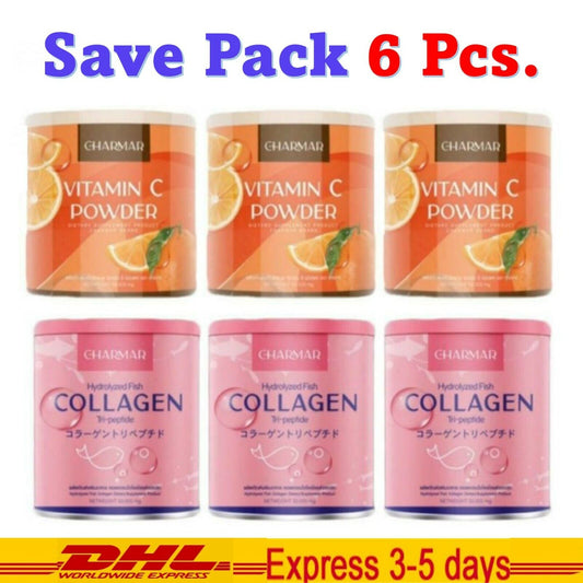 6x CHARMAR Collagen Tri-Peptide Hydrolyzed Fish & Vitamin C Nourish Healthy Skin