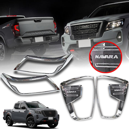 SET Cover Head Tail Lamp Chrome For Nissan NAVARA Frontier Pro4X Pickup 20-21