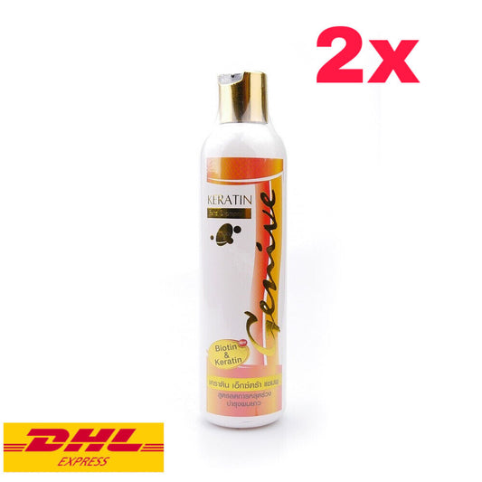2x Genive Long Hair Fast Growth Shampoo Lengthen Keratin Biotin Foumula 265 ml