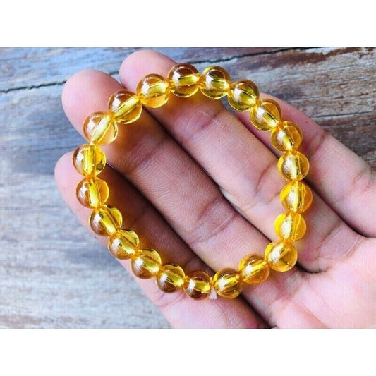 Bracelet Yellow Naga Eye Gem Talisman Jewelry Thai Buddha Amulet Size10mm.Beads
