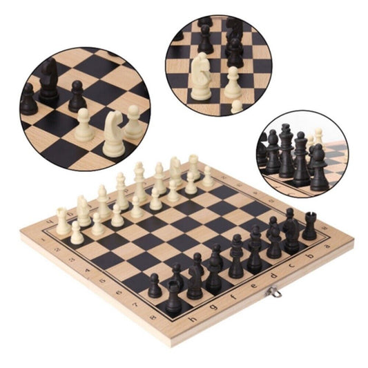 Chess Wooden Board Checkers Backgammon Game Toy 3 IN1 International Foldable New