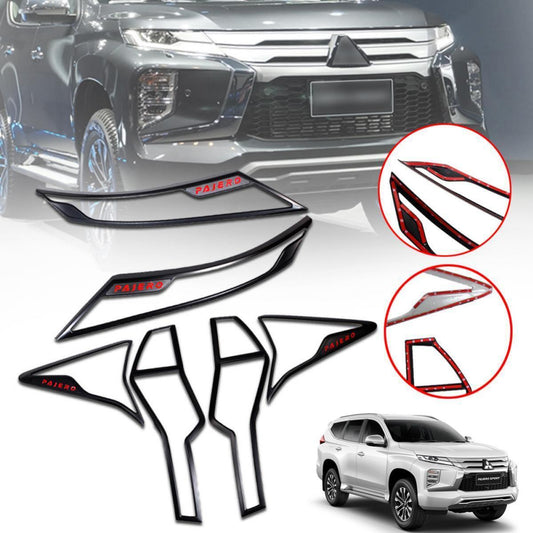 Cover Head Light Tail Lamp Black Fit Mitsubishi Pajero Montero Sport 2019-2020