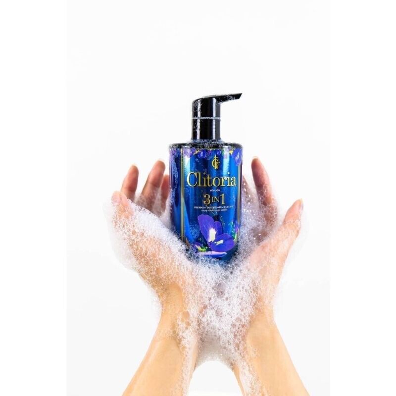 3x Clitoria Secret Shampoo Ginseng Butterfly Pea Aloe Vera Bergamot 300ml