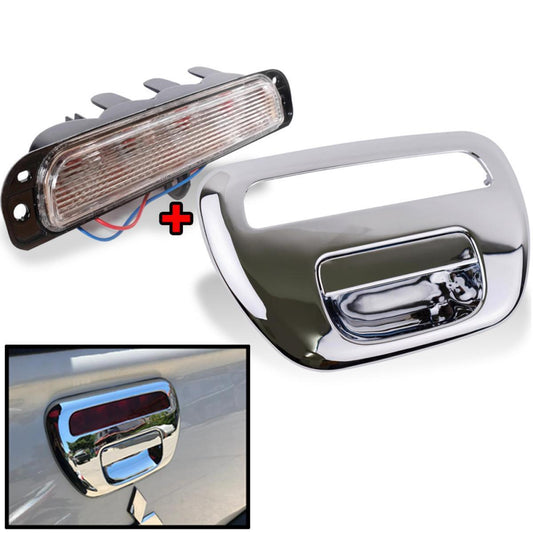 Clear Brake Lamp Chrome Tailgate Handle Set FIT Mitsubishi Triton 2005-14 ML MN