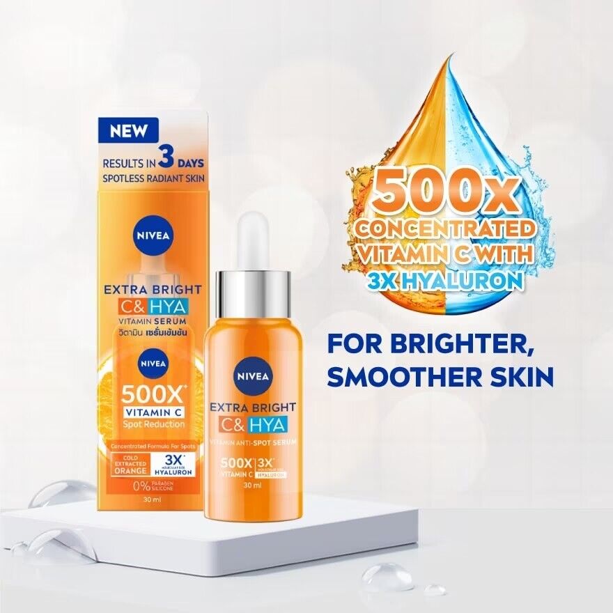Nivea Extra Bright C & HYA Anti Spots Serum dark spots fade bright skin 30ml.