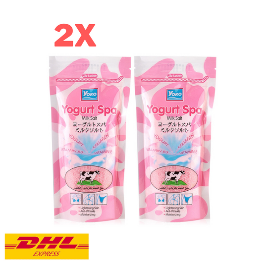 2x Yoko Yogurt Spa Milk Salt Body Scrub Collagen Whitening Moisturize Skin 300g