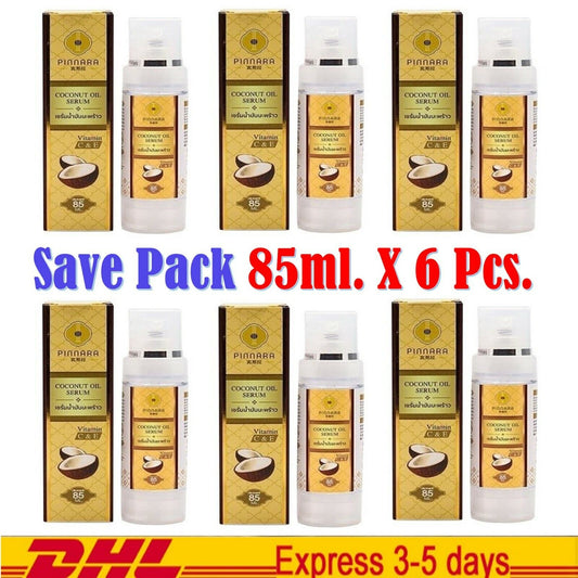 6X Pinnara Coconut Oil Virgin Cold Press Serum VitaminE Stretch Marks Skin Hair