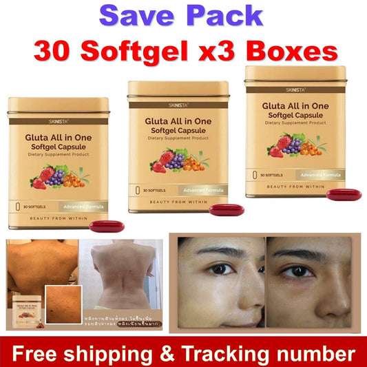 3x Gluta All in one Anti Aging Reduce Acne Detox Toxin Healthy Smooth Aura Skin