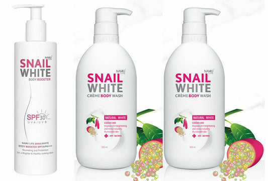 300ml. NAMU SNAIL WHITE Booster Lotion + 500ml x 2 Shower Cream