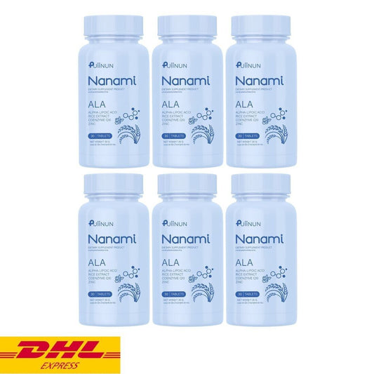 6x Nanami ALA Chewable Tablet Puiinun Rice Extract Skin Sun Protect Hair Nourish