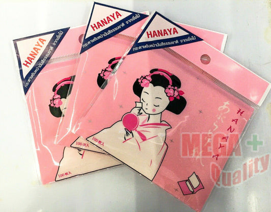 3 X Hanaya Japan Oil Clear Control Blotting Paper 250 sheet 6.5x7.9 cm.