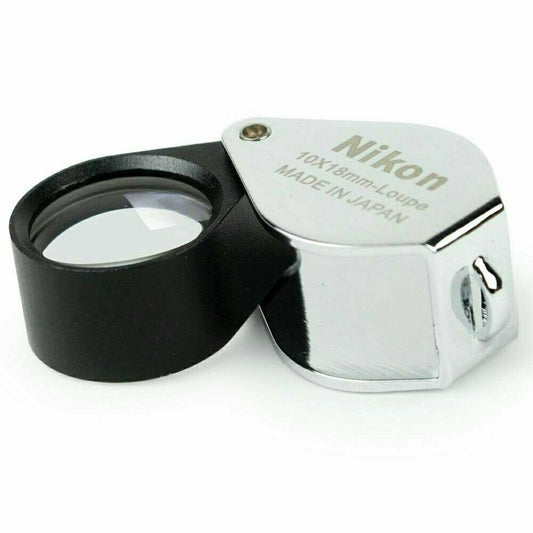 Nikon Full HD Loupe 10X18 mm Silver Eyeglass Jewelry Gem Amulet Magnifying Glass