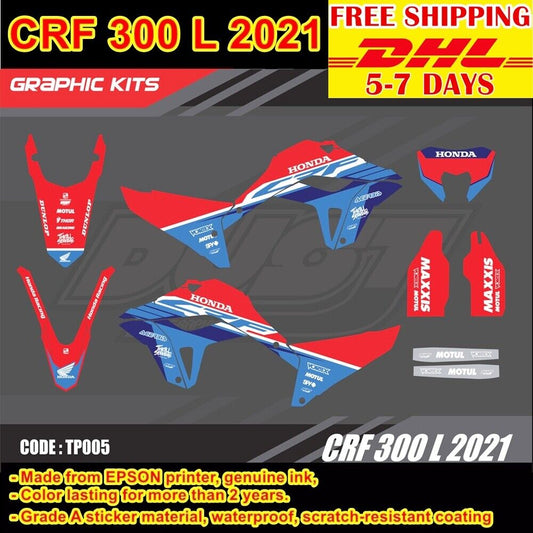 Stickers Kit For Honda CRF 300 L 2021 Motocross Graphics Whole Bike Decals TP005
