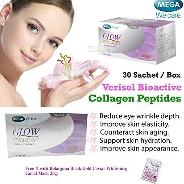 Mega We Care Glow Collagen Reduce Wrinkles dark spots Skin Clear whitening