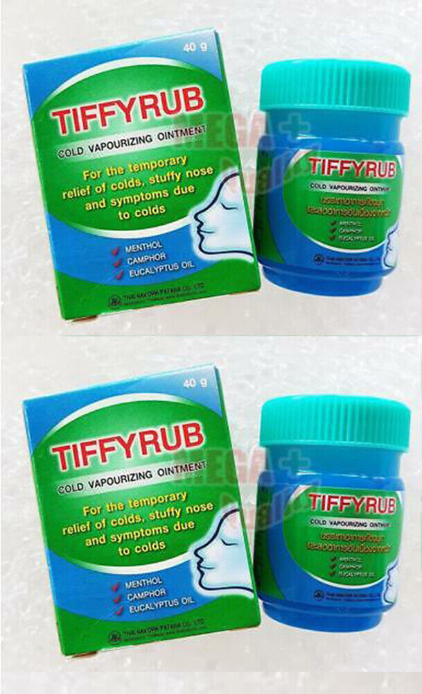 2x TIFFY RUB COLD VAPOURIZING OINTMENT Balm Relief Blocked Nose Cold And Flu 20g