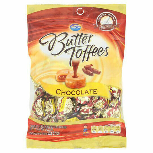 Arcor Butter Toffees Chocolate Filled Butter Toffees Candy 150g