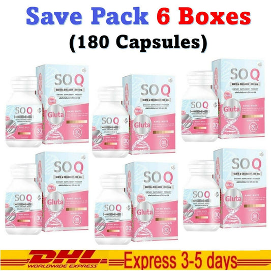 6x30taps SOQ Gluta Collagen Anti Aging Healthy Radiant Skin Reduces Dark Spots