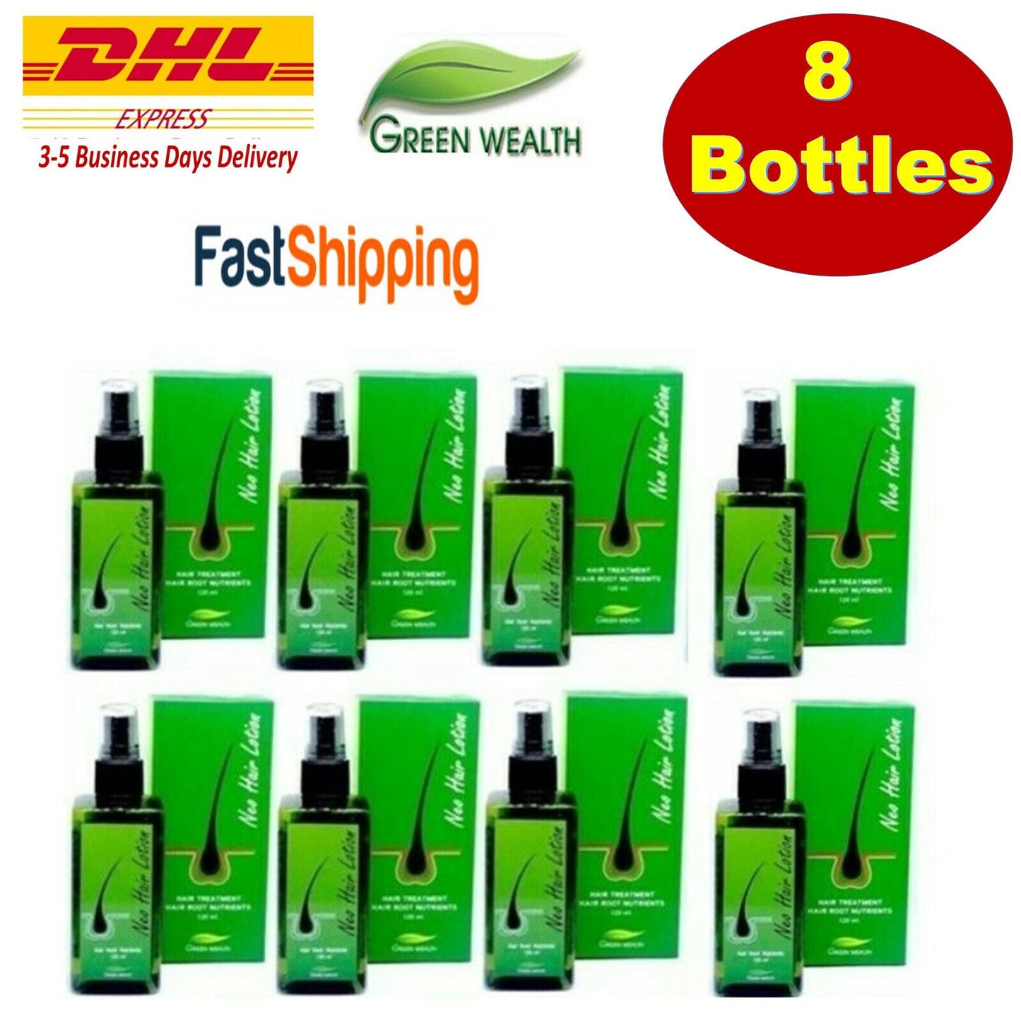 8x Neo Hair Lotion Green Wealth Growth Root Nutrients Hair Loss Treatments Herbs