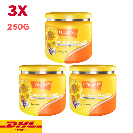 3x Lolane Natura Hair Treatment Color Care Sunflower Extract Biotin Nourish 250g