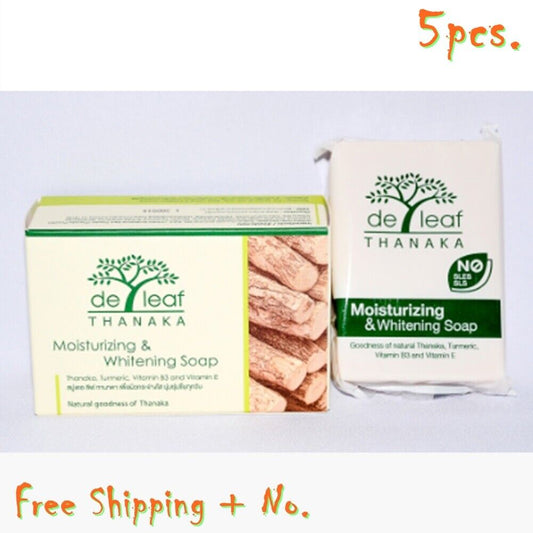 5X De Leaf THANAKA Soap Moisturizing + Whitening Thanaka Turmeric Vitamin E B3