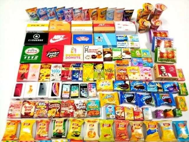 10 pcs Dollhouse Miniatures Assorted Snack Pack Thai Mart Store Food Party Decor