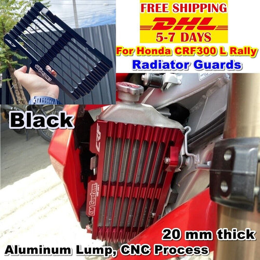 R33 Black RADIATOR GUARD COVER For HONDA CRF 300L Rally PROTECTOR Aluminum 20 mm