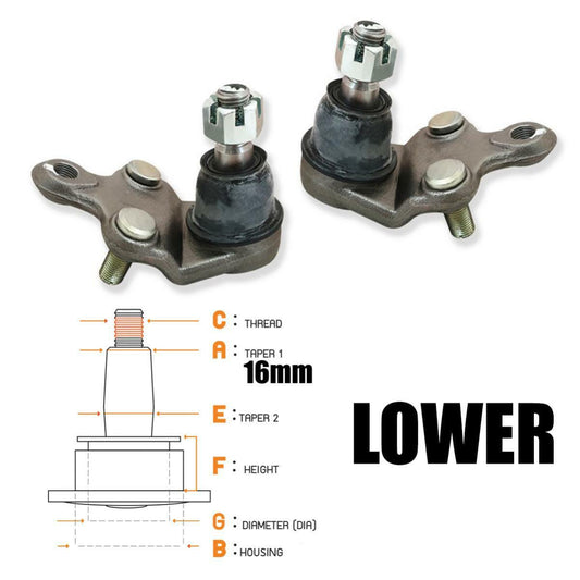 2 PCs Ball Joint Lower For Toyota Corolla AE90 EE90 AE91 AE92 1987-1992 Sedan