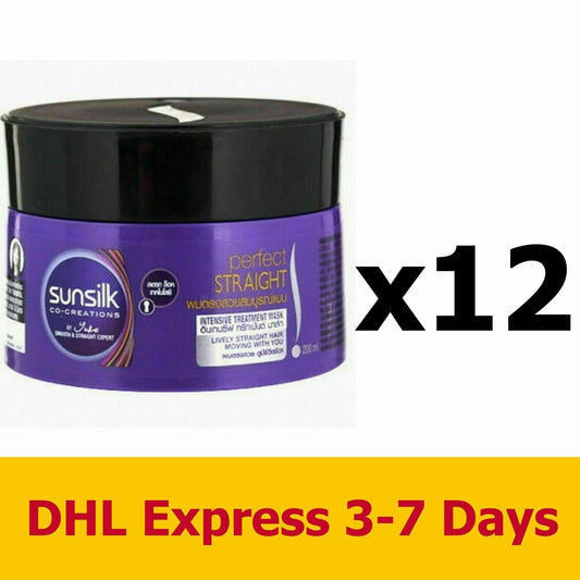 12x200ml Sunsilk Co-Creations Perfect Straight Care Hair Treatment Mask No Rinse