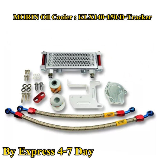 Morin Oil Cooler KLX140-150/D-Tracker Red With Adapter Head and Braided Cable