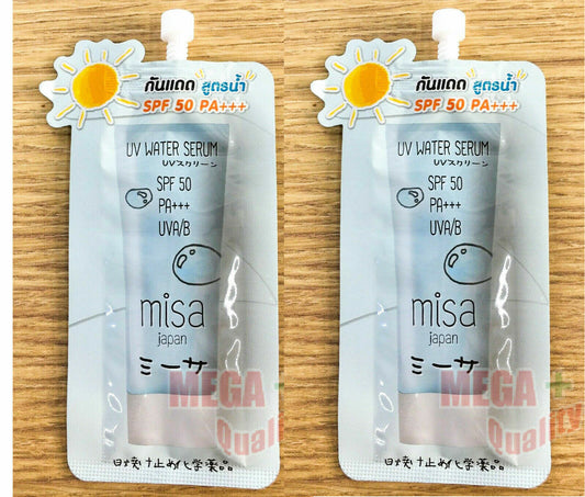 2 x Misa Sunlight Protection Waterproof SPF50 PA+++ UVA/B Serum Cream Light 8g