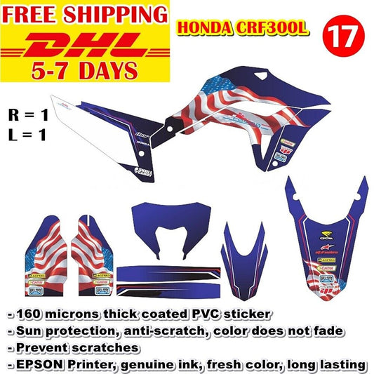 Stickers Graphics Kits For Honda CRF 300 L Motocross Whole Bike Decals Decal 17