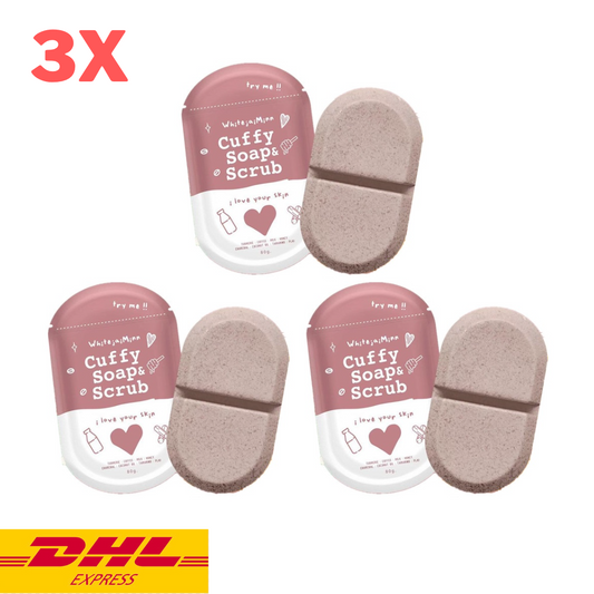 3x Cuffy Soap & Scrub Bar Reduce Dark Spots Acne Scars Brighten Body Skin 80 g