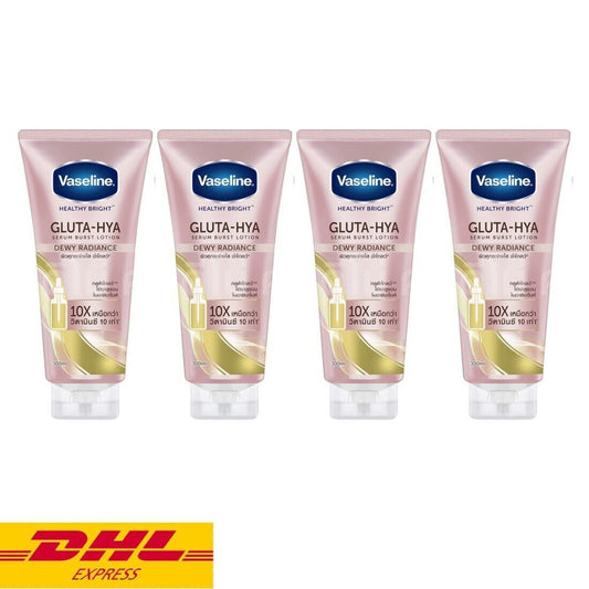 4x Vaseline Healthy Bright Gluta Hya Serum Burst Lotion Dewy Radiance Skin 300ml