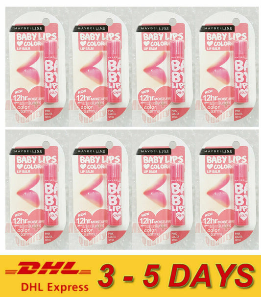 8 x MAYBELLINE BABY LIPS BALM SPF 20 8-HOUR MOISTURE # Pink Lolita ** Express !