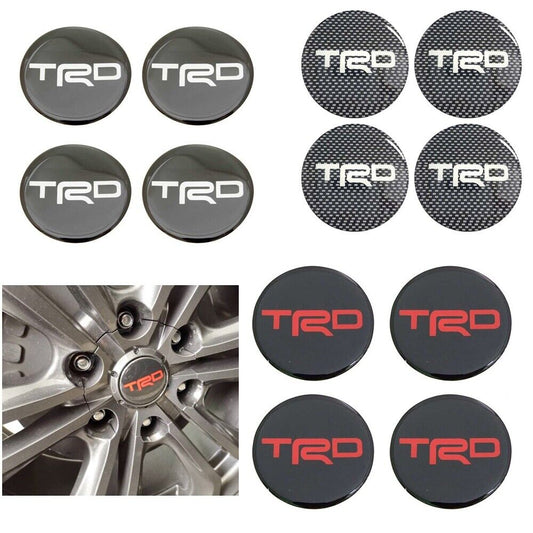 Red 60mm X 4pcs Stickers Resin Reflect Logo Decor Emblem Wheels Center Caps TRD