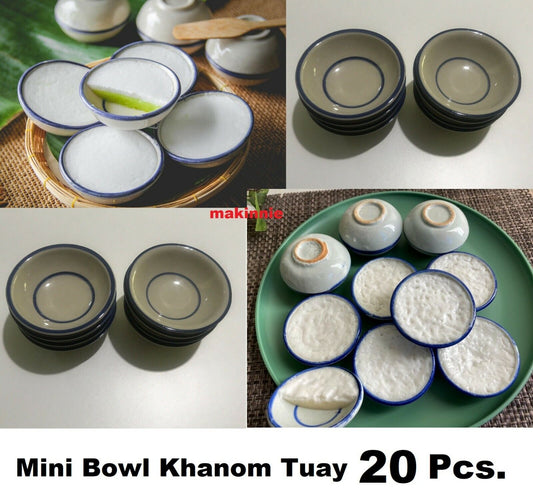 20x Mini Bowl Khanom Tuay Thai Coconut Milk Custard Mold Ceramic Cup