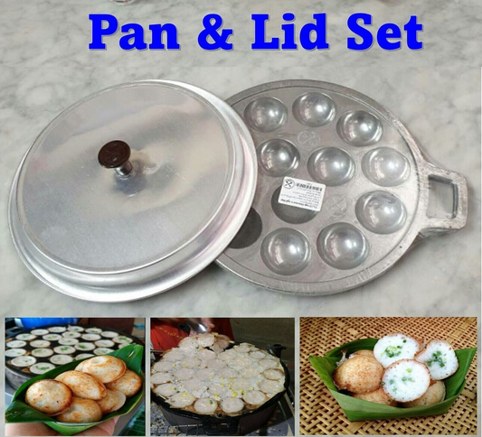 THAI MOLD PAN STOVE & LID ALUMINUM HOLE Model Kanom Krok Coconut Cake Maker Mold