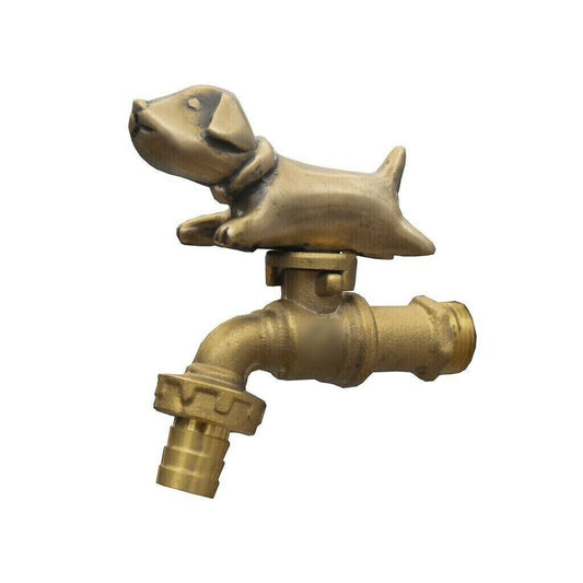 Brass Garden Tap Faucet Puppy Spigot Dog Vintage Water Living Outdoor Home Decor