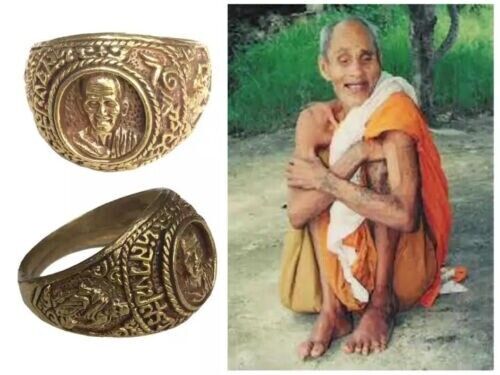 Mantra Ring Phra LP Suang Wat Pripattana Temple Talisman Thai Buddha Amulet