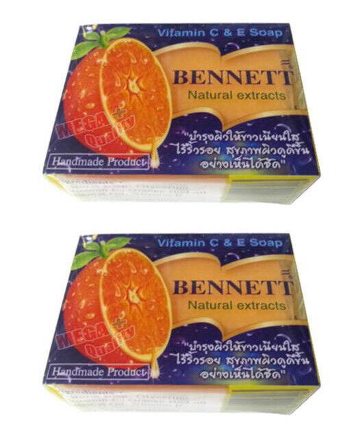 2 x BENNETT Natural extracts Vitamin C E Soap Bar with Orange rind extract 130g